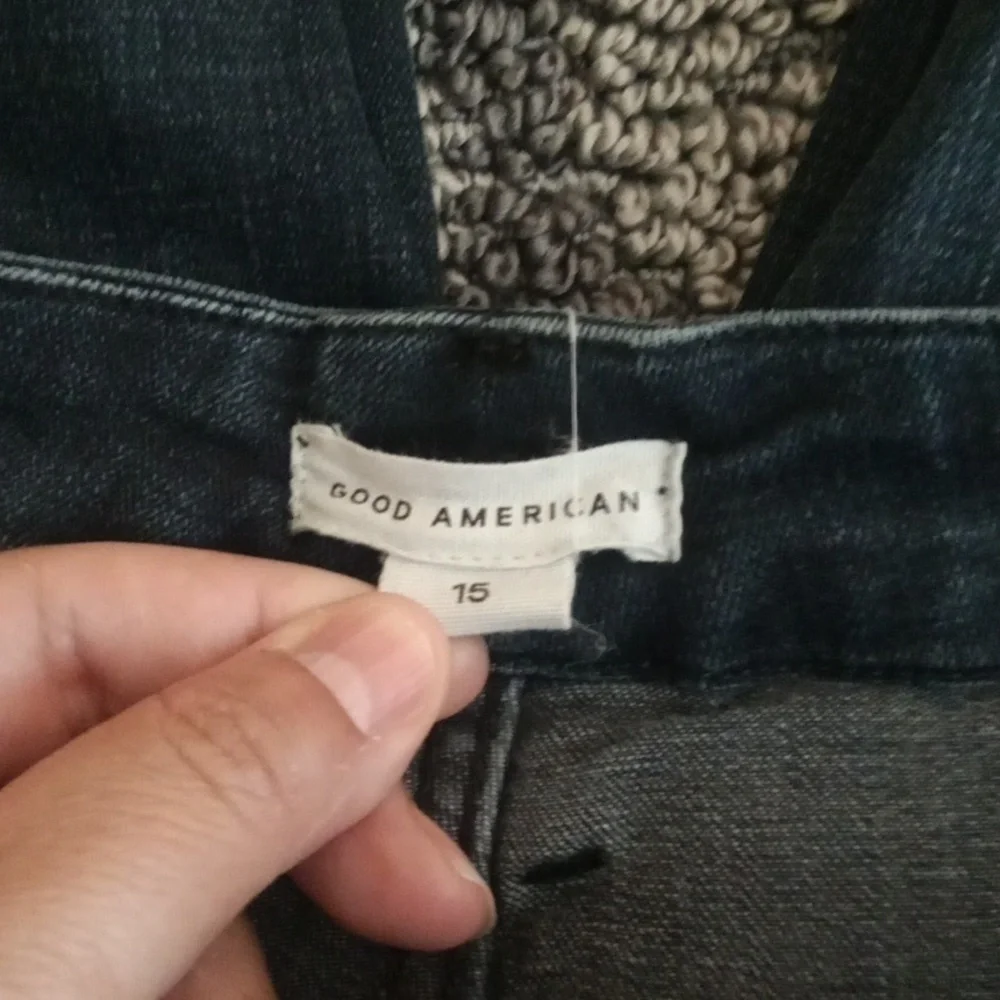 Good American Good Waist Crop Raw Hem Blue Womens Jeans Size 15 - Picture 4 of 9